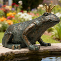 Frog Garden Statue,11.5" L×8" H Animal Figurines Garden Decor, Weather-Resistant Outdoor & Indoor Sculptures & Statues for Home,Patio,Yard and Entryway-Crouching Frog Prince
