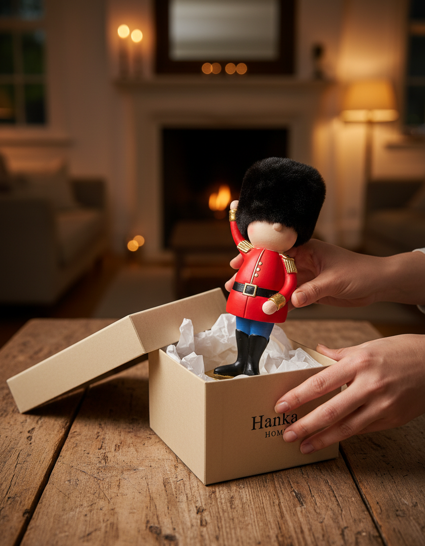 Hanka Home Royal Guard Statue – Charming Ceremonial Soldier Figurine with Faux Fur Bearskin Hat – Collectible Palace Souvenir Figure for Home Decor & Office Desk – Iconic Sentry Gift