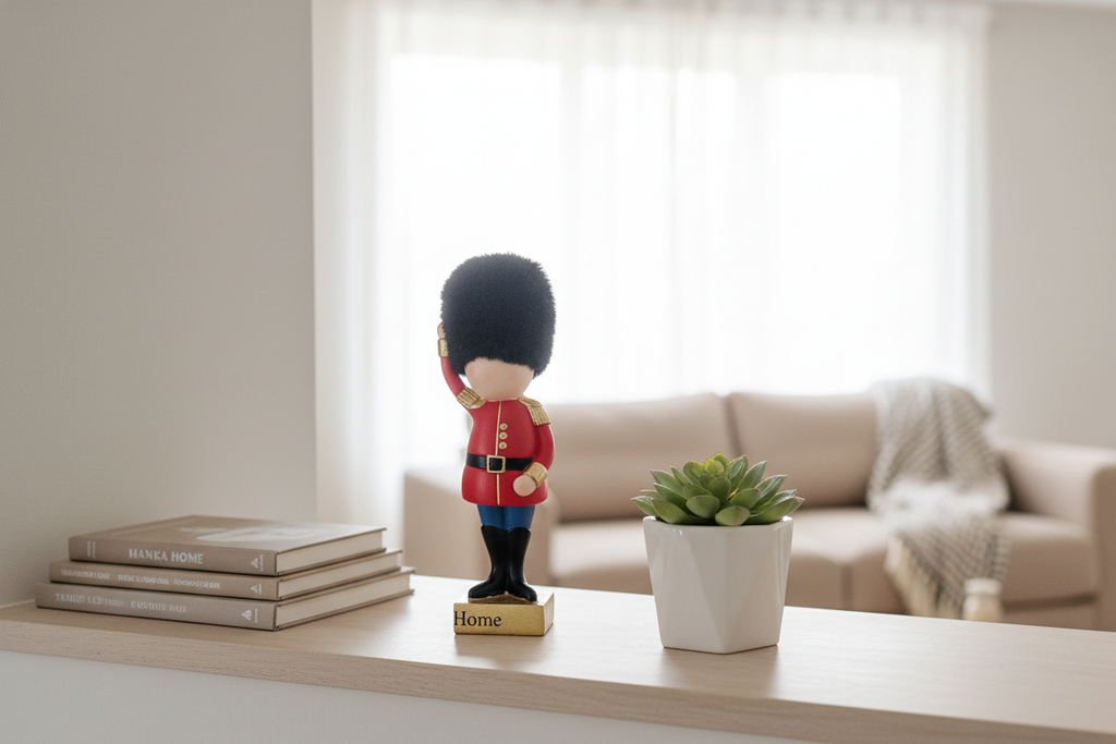 Hanka Home Royal Guard Statue – Charming Ceremonial Soldier Figurine with Faux Fur Bearskin Hat – Collectible Palace Souvenir Figure for Home Decor & Office Desk – Iconic Sentry Gift