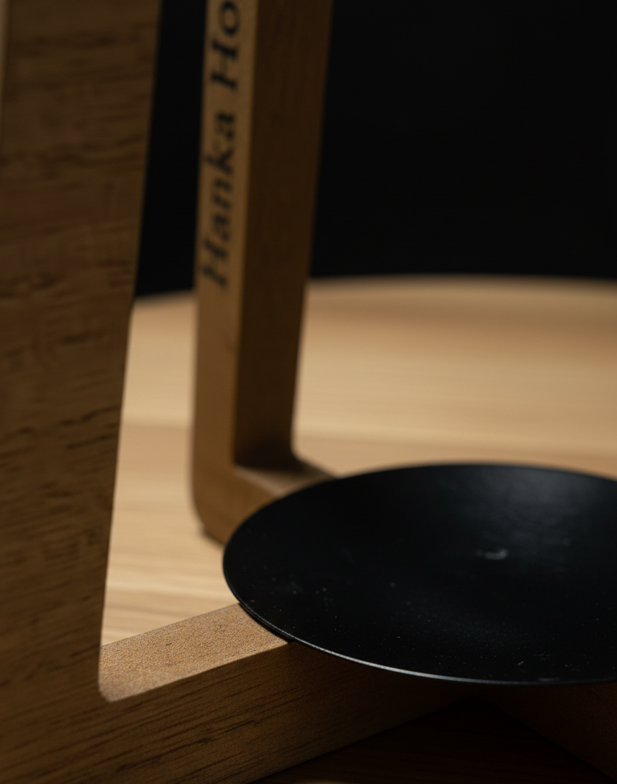 Hanka Home Wooden Candle Holder, Modern A-Frame Candlestick Holder with Black Metal Base, Minimalist Sculptural Decor for Dining Table Centerpiece, Mantle & Living Room, Natural Wood Finish